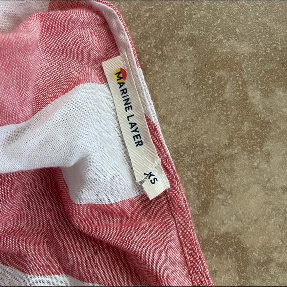MARINE LAYER NWOT Frances Red & White Striped Linen Tencel True Wrap Dress - Picture 8 of 9